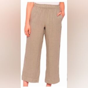 Tahari 100% Linen Beige Wide Leg Pant